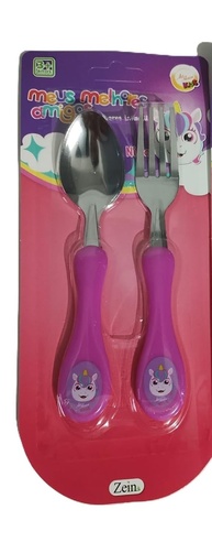 Kit Talher Infantil Unicórnio - Colher e Garfo Ergonômicos para Crianças - imagem 1