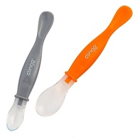 Colher Silicone Ponta Dupla Colors Laranja - 2 Unidades | Segura e Ergonômica para Bebês - imagem 1