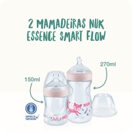 Kit Mamadeiras Anticólicas NUK Essence Smart Flow 150ml + 270ml Rosa - Proteção Contra Cólicas - imagem 3