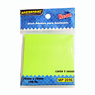 Bloco Adesivo Neon MasterPrint – 100 Folhas Coloridas - imagem 1