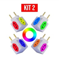 Kit 2 Adaptadores Cubo Colorido: 4 Tomadas Universais Bivolt 10A/20A - imagem 3
