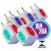Kit 2 Adaptadores Cubo Colorido: 4 Tomadas Universais Bivolt 10A/20A - imagem 4