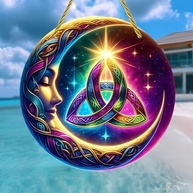 Acrílico Colorido Suncatcher Deusa da Lua - Nó da Trindade 17,78 cm | Decoração de Janela e Parede com Efeito de Luz Solar - imagem 4