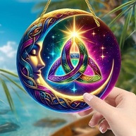Acrílico Colorido Suncatcher Deusa da Lua - Nó da Trindade 17,78 cm | Decoração de Janela e Parede com Efeito de Luz Solar - imagem 5