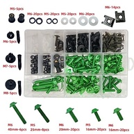 Kit Parafusos Carenagem Moto 210 Peças Alumínio M5 M6 Universal Colorido - Verde - imagem 3