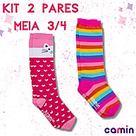 Meias Infantis 3/4: Kit 3 Pares Delicados e Coloridos - imagem 2