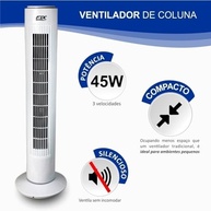 Circulador de Ar Coluna 73 cm Branco 220V - Silencioso e Moderno - imagem 5