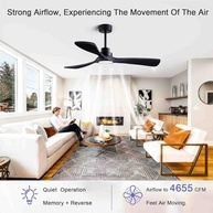 Ventilador de Teto 132cm com Luz LED e Controle Remoto - Madeira Maciça Silencioso - imagem 4
