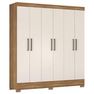 Guarda-Roupa Casal 6 Portas com 2 Gavetas – Design Moderno Amêndoa e Off White | Verso Demóbile - imagem 2