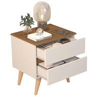 Kit 2 Mesas de Cabeceira Roma com 2 Gavetas - Design Moderno Off White e Freijó - imagem 3