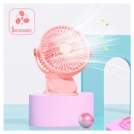 Ventilador de Mesa Portátil USB 3 em 1 Recarregável com LED, 5 Velocidades, 360° e Silencioso Rosa - imagem 3