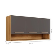 Armário Aéreo Suspenso Multiuso 3 Portas Plus Grafite/Cinamomo - Organize com Estilo e Praticidade - imagem 2