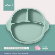 Prato Silicone com Divisórias Life Verde – 3 Compartimentos, Ventosa, Livre de BPA, Ideal para Bebês a Partir de 6 Meses - imagem 3