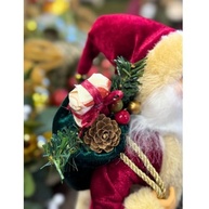 Papai Noel 30cm Colete Tweed Enfeite Natalino Premium com Guirlanda - imagem 5