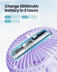 Ventilador Portátil Gaiatop Recarregável 360° Silencioso com 3 Velocidades - Ideal para Mesa, Carrinho e Acampamento - imagem 5