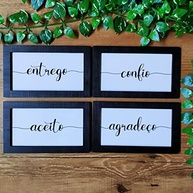 Kit com 4 Quadros Decorativos Entrego Confio Agradeço - Modernize sua Sala ou Quarto com Frases Inspiradoras - imagem 3