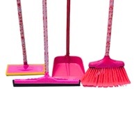 Kit Limpeza Rosa com Vassoura, Rodo Duplo 40cm, Pá e Lava Azulejo - Tudo com Cabo Rosa - imagem 1