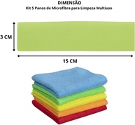 Kit com 5 Panos de Microfibra Multicoloridos - Alta Absorção e Não Risca Superfícies - imagem 3