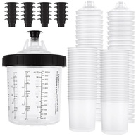 Kit com 50 Copos de Tinta 600ml para Pistolas de Pulverização - Sistema Completo com Tampa e Filtro 125 Mícrons - imagem 1