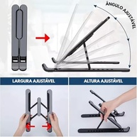 Suporte Notebook Ajustável com 6 Posições | Ergonômico, Dobrável e Portátil para Notebook, Tablet e Celular - imagem 5