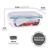 House Organizer - 4 Potes de Vidro Retangular com Tampa Hermética 640ml Azul - imagem 4