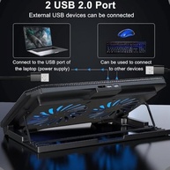 Suporte Para Notebook Com Cooler Duplo Silencioso Com 8 Níveis de Ajuste Ergonômico, Saída USB Adicional e Iluminação Interna Base Para Notebook de Até 17 Polegadas - imagem 4