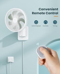 Ventilador de Parede 8" LEMOISTAR com Controle Remoto, Oscilação 90°, 4 Velocidades, Temporizador e Inclinação Ajustável - Ideal para Casa e Escritório - imagem 5