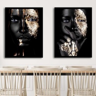 Dois Quadros Decorativos com Pintura de Mulher - 90x60cm | Moldura Preta em Madeira Pinus com Acabamento Premium - imagem 1