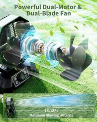 Ventilador ColdSky 20000mAh com Motores Duplos, 8 Velocidades, 4 LEDs e Controle Remoto - Ideal para Acampamento e Emergências - imagem 4