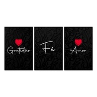 Kit 3 Placas Decorativas com Frases de Gratidão, Fé e Amor - 20x30cm em MDF Premium - imagem 2