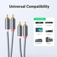 Cabo de Áudio 2RCA 1 Metro Preto: Som Impecável com Conectores Banhados a Ouro | MPOWER - imagem 4
