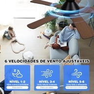 Ventilador de Teto Hivento com LED RGB, 6 Velocidades, Controle por App e Silencioso - Ideal para Quartos - imagem 5