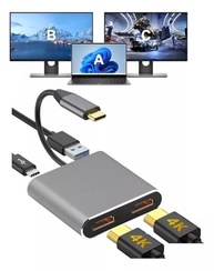 Adaptador USB-C para 2x HDMI 4K: Expanda sua Produtividade com Múltiplos Monitores! - imagem 3