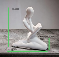 Estátua Decorativa Minimalista Leitor com Livro - Escultura Moderna em Branco para Ambientes Elegantes - imagem 4