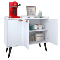 Aparador Balcão Buffet 3 Portas com Prateleira e Puxadores em Formato de Concha - Design Moderno e Funcionalidade - imagem 2
