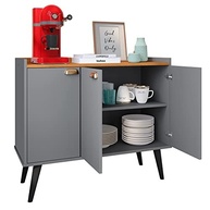 Aparador Balcão Buffet 3 Portas com Prateleira e Puxadores Concha - Design Elegante para Sala e Cozinha - imagem 2