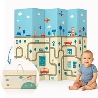 Tapete Infantil Emborrachado Dobrável 2x1,5m - Tatame Dupla Face 6mm com Estampa Educativa Safari e Cidade - imagem 2