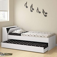 Cama Dupla de Madeira Ditalia Moveis com Bau e Cama Auxiliar com Rodízios - imagem 2