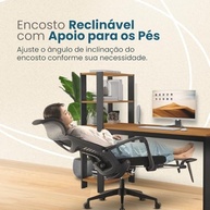 Cadeira de Escritório Ergonômica com Encosto Alto em Tela e Apoio para Braços Ajustável - Design Moderno Preto - imagem 5