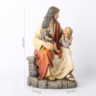 Estátua de Jesus com Crianças - Escultura Religiosa Renascentista em Resina, 22,4 cm, Decoração Inspiradora e Presente Devoto para Batismo - imagem 4