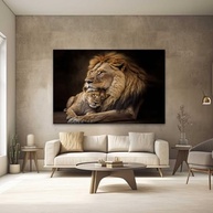 Quadros Decorativos Leão Leoa Família 130x90cm - Impressão em Tecido com Alta Definição para Quarto e Sala - imagem 2