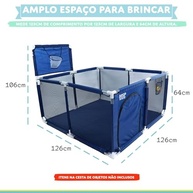 Cercadinho Portátil com Cesta de Basquete Azul Marinho - Tela de Malha Resistente - imagem 3