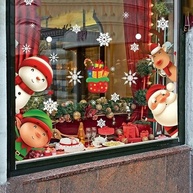Adesivos de Natal para Janela com Flocos de Neve - Decalques Decorativos para Vidro com Papai Noel, Rena e Festa - imagem 2