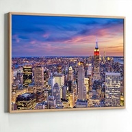 Quadro Decorativo Nova York Noturno com Moldura - Imagem 4K para Sala e Quarto - imagem 4