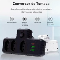 Adaptador Universal Tomada 3 Entradas + 2 USB (Tipo C) com Filtro de Linha - Potencialize suas Conexões! - imagem 5