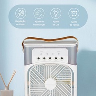 Ventilador Portátil com Função de Umidificador e Climatizador | Mini Ar Condicionado com Luz LED e Compartimento para Gelo - imagem 3