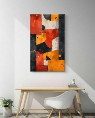Canvas Decorativo Abstrato Moderno 60x100cm | Arte Geométrica em Algodão com Cores Vibrantes - imagem 2