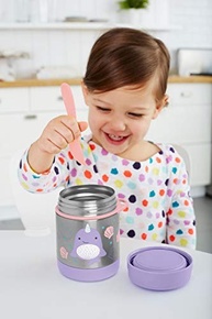 Pote Térmico Skip Hop Zoo Baleia Narval com Talher Embutido - 325ml, Aço Inox, Azul - imagem 3