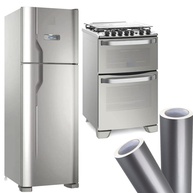 Adesivo Vinil Envelopamento Prata Inox 6m x 1m - Transforme sua Geladeira e Móveis com Estilo - imagem 1