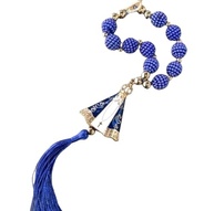 Adorno de Dezena do Terço para Retrovisor - Nossa Senhora Aparecida com Pérolas Azuis Craqueladas - imagem 4